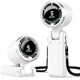 Morelax Tragbarer Turbo Handventilator, 5-stufiger, LED-Display, 4000mAh Akku USB Aufladbar, 3-in-1 Hand/Schreibtisch/Halsventilator für Reisen Camping Outdoor,Weiß
