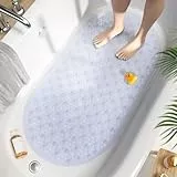 HITSLAM Oval Badewannenmatte rutschfest, 68 x 38 cm Antirutschmatte für Badewanne, Maschinenwaschbar Duschmatte rutschfest mit Saugnäpfen, BPA frei Badematte Schimmelresistent, Transparent