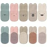 Kyopp 5 Paar Socken Baby Kleinkinder ABS rutschfeste Socken Tiermotive Socken Animals Baumwolle Socken Crew Socks