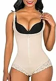 SHAPERX Shapewear Figurformend Bauchweg Body Shaper Figurformender Formende Bodys Taillenformer Verstellbar Shaping Bodysuit, UK-SZ7200-Beige-M
