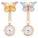 ibasenice 2 Stück Schwesternuhr mit Clip | Krankenschwester Uhr im Schmetterlings-Design | Analoge Quarzuhr Medizinische Taschenuhr für Kitteltasche | Geschenk für Pflegefachkraft & Studenten
