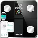 Runstar Körperfettwaage mit hohe Genauigkeit, Personenwaage digital mit großem Display, Waage Personen für 15 Körperzusammensetzungsmetriken, mit App-Synchronisierung, 180 kg/400 lb, Schwarz