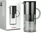 Stelton Wasserfilter-Kanne EM77 - Kompatibel mit Stelton Wasserfilterkartuschen oder Brita - Kunststoff Wasserkanne im modernen Stil - Reduziert Chlor, Kalkablagerungen - 2 Liter, Getönt