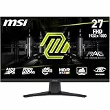 MSI MAG 272FDE, 24,5 Zoll, FHD,1920x1080, Gaming-Monitor, 200 Hz, 0,5 ms, HDR-fähig, AMD FreeSync Premium, augenschonend, AI Vision, HDMI 2.0b, DP 1.2a, rahmenlos, verstellbar, Vesa-Halterung, Schwarz