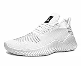 Teechodina Laufschuhe Herren Sportschuhe Atmungsaktiv Straßenlaufschuhe Sneaker Joggingschuhe Turnschuhe Walkingschuhe Traillauf Fitness Schuhe, Weiß, 44
