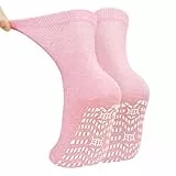 PUTUO Rutschfeste Socken für Damen Stoppersocken: ABS Antirutschsocken ohne Gummibund Frauen Antirutsch Socken mit Noppen Baumwolle Sport Noppensocken Rutschsocken 1 Paar Rosa 35-38