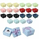 Qaziuy 24 Stück Schmuck Geschenkbox Mit Schleife Kleine Geschenkschachtel Schmuck Karton Geschenkbox Schaumstoff Mit Deckel für Ring Ohrringe Halskette Schmuck
