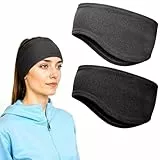 Sport Stirnband für Damen und Herren,2 Stück Ohrenschützer Stirnbänder, Frühling/Herbst/Ohrenwärmer Stirnbänder für Jogging Laufen Wandern Fahrrad (Schwarz, Grau)
