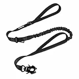 PetBonus Heavy Duty Taktische Hundeleine, 1,5m Bungee Hundeleine mit 2 Gepolsterten Griffen, Autosicherheitsgurt, No Pull Trainingsleine für Große und Mittlere Hunde (Schwarz)