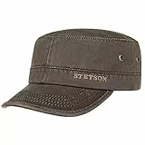 Stetson Datto Army Cap (Kubacap), coole aus Baumwolle gefertigte Militärmütze für Herren, Armee-Mütze Gr.XL/60-61-Braun