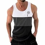 UHouse Tank Top Herren Basic Muskelshirt Leichte Tank Tops Lose Axelshirt Oversize Trägershirt Baumwolle Tanktop Bunte Tank Tops Hawaii Herren-Unterhemden Weiß M