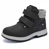 TZJS Unisex Kinder Klassische Stiefel für Jungen Mädchen Baby Winterstiefel Mit Klettverschluss Wasserdicht Stiefeletten Schneestiefel Arbeitsstiefel Herbstschuhe Winterschuhe(Schwarz, numeric_25)