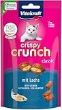 Vitakraft Crispy Crunch Classic, Katzen Leckerli, knuspriger Katzensnack gefüllt mit Lachs, im wiederverschließbaren Beutel, ohne Zusatz von Zucker (1x 60g)