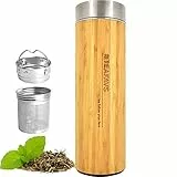 amapodo Trinkflasche aus Edelstahl mit Sieb - Thermosflasche - Thermobecher - Für Heiß und Kalt Getränke - Tee oder Kaffee to go - Isolierflasche mit Teesieb 500ml