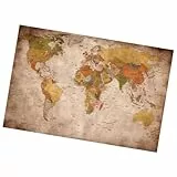 Supvox Weltkarte Wandteppich aus Polyester Waschbar und Wiederverwendbar Stilvolle Heimdekoration für Schlafzimmer und Wohnzimmer Modernes Design mit Geografischem Motiv