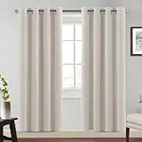 BellaHills Verdunklungsvorhänge Gardinen 2er Set H245 x B140 cm Vorhänge Blickdicht Wohnzimmer Curtains mit ösen, Ösenvorhang für Schlafzimmer, Elfenbeinweiß