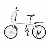 Mqwdxzfes 20 Zoll Erwachsene Faltrad, 6-Gang Faltrad mit Verstellbarem Sattel, Camping City Bike Faltbares Fahrrad Klappbares Kinderfahrrad Moderne Jugendfahrrad für Erwachsene&Studenten