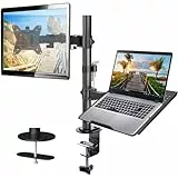 HUANUO Monitor Halterung mit Laptop Arm, Monitor Laptop Halterung für 13-32 Zoll Bildschirmhalterung 1 Monitor & 17 Zoll Notebook, VESA 75/10, Gaming