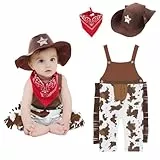 Vicloon Cowboy Kostüm Kleidung Verkleidung mit Bandana Rot und Hut, Cowboy Kostüm Kinder, Western Outfits Set Kinder Kostüm, Karneval-Kostüm Kinderkostüm Geschenk für Jungen oder Mädchen
