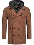 Indicode Herren Cliff Kurzmantel mit Stehkragen | Wollmantel Herrenmantel Mantel Camel, L