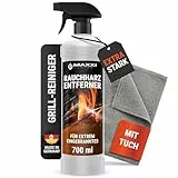 MAXXI CLEAN | Grillreiniger & Rauchharzentferner - das Original | 1x 700 ml in Sprühflasche extra stark [+] mit Tuch | Backofen- und Grillreiniger Konzentrat für Gasgrill, Edelstahl, Gusseisen