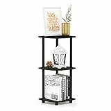 Furinno Eckregal Mehrzweckregal mit 3 Ebenen, Holz, Espresso/Schwarz, 29.46 x 29.46 x 75.18 cm
