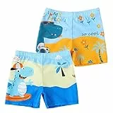 NautySaurs 2er-Pack Jungen Badeshorts 5-13 Jahre große Jungen Bademode Dinosaurier Kinder Badehose, Strand- und Surf-Dinosaurier, 2-3 Jahre