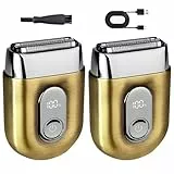 Rasierer Herren Elektrisch, 2025 Neu Folienrasierer Herren mit LED-Anzeige, Kabellos Rotationsrasierer IPX7 Wasserdicht Mini Elektrorasierer Herren Tragbarer Nass- & Trocken Rasierapparat (Gold*2)