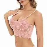 BH Damen ohne Bügel Push up 1/2/3er Pack Nahtloser Bralette Bustier Blumen Spitze Damen-BHS Ultrakomfortable Tshirt BH Baumwolle Crop Top Sport Bralette für Alltag Yoga Fitness Rosa S M