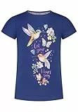 T-Shirt mit glitzerndem Kolibri Vogel Glitzer Schmetterling Print für Mädchen (DE/NL/SE/PL, Numerisch, 140, 146, Regular, Ink Blue)