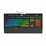 uRage Gaming Tastatur 'Exodus 900 Mechanical' QWERTZ (Gamer Keyboard, mechanisch, taktile Switches braun, lautlos, DE Layout, Anti-Ghosting, RGB beleuchtete Tasten, Handballenauflage, Kabel) schwarz