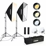 Softbox Set Fotostudio, FGen 85W 2 x 50 x 70cm Softbox LED Beleuchtung Set mit 2700-6400K, 2m Vollverstellbare lichtstativ für YouTube, Tiktok Videoaufnahmen, Studio Porträts, Fotografie
