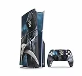 Skins4u Slim PS5 Skins Aufkleber für PlayStation 5 Konsole und Controller Skin Vinyl Skin Sticker PS5 Slim Disc Design Schutz Folie Reaper