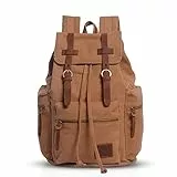 FANDARE Vintage Rucksäcke Schulrucksack Leinwand Daypacks Ranzen Mädchen Schulranzen für 14 Zoll Laptop Taschen Herren Damen Schultasche für Arbeit Wandern Reisen Camping Rucksack Gelb