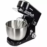 Syntrox Germany KM-1000W Küchenmaschine Knetmaschine Mixer, Edelstahl-Behälter, 5 Liter, schwarz