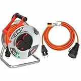 Brennenstuhl Garant S V2 IP44 Kabeltrommel 25m Outdoor & BREMAXX® Verlängerungskabel Orange 25m Kabellänge, Stahlblech, kurzfristiger Einsatz im Außenbereich