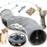 YGJT Katzenspielzeug für Indoor-Katzen, interaktives Spielzeug-Set mit Katzentunnel, drehenden Bällen, Federstäben, Fisch, Katzendecke und Ballspielzeug, Kätzchenspielzeug für Langeweile