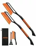 AstroAI Eiskratzer Auto mit Besen Schneebesen Abnehmbarer 68CM Lang mit große Kante Borsten & Ergonomischem Schaumstoffgriff & Langlebiger Scheibenkratzer lackschonend für Auto, 2 Pack