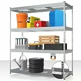Floordirekt Schwerlastregal Yukon Rivet 180 x 160 x 60 cm, 4 Etagen Verzinkt | Stahlregal mit Gitterböden | 250–350 kg Tragkraft je Etage | Verschiedene Größen & Farben