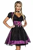 Dirndline Damen Premium Dirndl mit Bluse Kleid für besondere Anlässe, lila/schwarz, XS