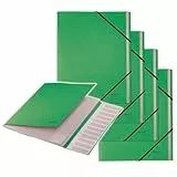 Leitz Recycle Ordnungsmappe A4, 4er Pack, Projektmappe mit 12 Fächern mit Index, 100 % recycelt & recycelbar, Umweltfreundlich, Recycle Serie, Grün, 39150055