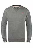 !Solid SDBenn Herren Sweatshirt Pullover Sweater mit Rundhals-Ausschnitt Rippbündchen Label-Details Baumwollmischung Regular fit, Größe:L, Farbe:Grey Melange (8236)