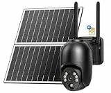 NUASI 4G LTE Überwachungskamera mit SIM Karte Aussen 18W Solarpanel, Kabellos Solar PTZ Überwachungskamera Ohne WLAN Outdoor mit PIR-Bewegungsmelder, 2K Farb-Nachtsicht, 355°/105°, 2-Wege-Audio,IP66