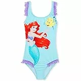 Disney Badeanzug Mädchen, Einteiliger Schwimmanzug Badekleidung - Geschenke für Mädchen (Blau Ariel, 5-6 Jahre)