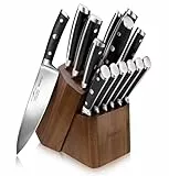 SHAN ZU Küchenmesser Set mit Block, 14-teiliges professionelles Deutsches Kochmesser Block Set mit Wetzstahl, Messersets für Küche mit Block