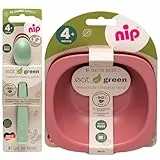 NIP öko bio Geschirrset GIRLS ab 4. Monat, 2 Breischale + 3 Eat Green öko bio Babylöffel, geeignet für die Mikrowelle, Melamin frei, BPA frei, Spülmaschinenfest, made in Germany