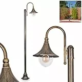 Außenwegeleuchte Elgin, Wegeleuchte aus Metall/Kunststoff in Schwarz/Braun-Goldfarben/Klar, Stehleuchte in Retro/Vintage Optik, Höhe 220cm, Gartenbeleuchtung 1-flammig, IP44, 1x E27, ohne Leuchtmittel