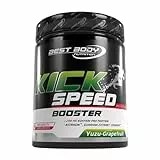 Best Body Nutrition – Professional Kick Speed Booster – Yuzu Grapefruit – 600 g Dose – Pre-Workout Booster – 288mg Koffein – Vegetarisch – Ohne Gentechnik – Unterstützt Ausdauer, Konzentration