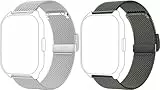 ZOSKVEE Smartwatch Armband, 22mm Ersatzarmband, Herren und Damen Bluetooth Uhr Mode Armband Metall Schwarz/Silbrig