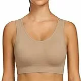 Uniexcosm Sport BH Damen Ohne Bügel Bustier BH Damen mit Abnehmbaren Polstern Weicher Schlaf BH mit Leichtem Halt für Sport und Alltag Hautfarbe M
